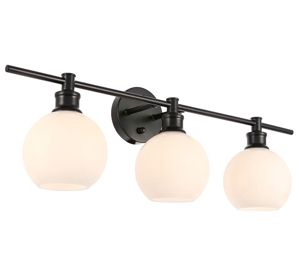 Collem Triple Sconce, 28.1", Black and Frosted White Glass - Image 0