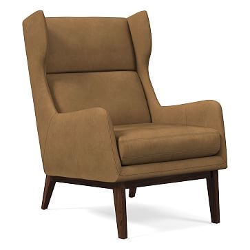 Ryder Chair, Poly, Ludlow Leather, Sesame, Dark Walnut - Image 0