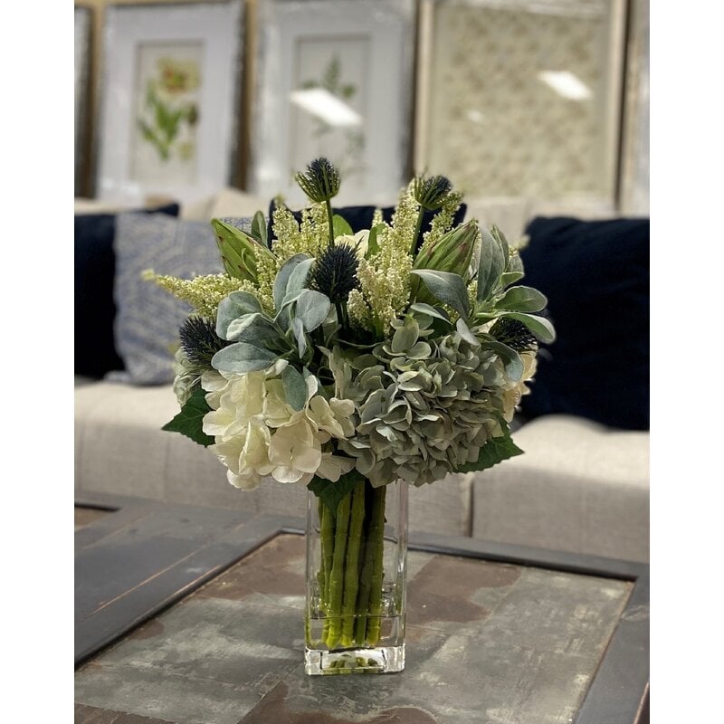 Faux Mixed Floral Arrangement in Vase - Image 4