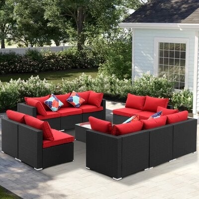 Jobyna 11 Piece Rattan Multiple Chairs Seating Group with Cushions - Image 0