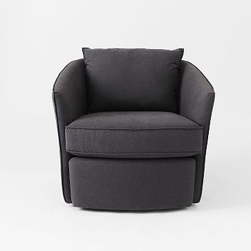 Duffield Swivel Chair, Poly, Yarn Dyed Linen Weave, Steel Gray - Image 4