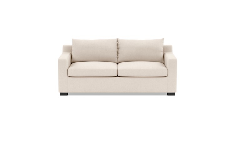 Sloan Sleeper Sleeper Sofa with Beige Natural Fabric, standard down blend cushions, and Painted Black legs - Image 0
