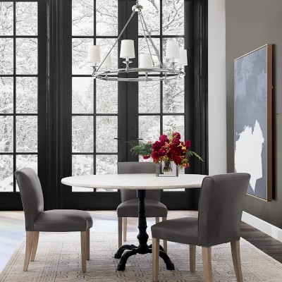 Fitzgerald Dining Side Chair, Performance Slub Weave, Grey, Heritage Grey Leg - Image 1