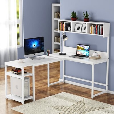 Cleeson Reversible L-Shape Desk with Hutch - Image 0