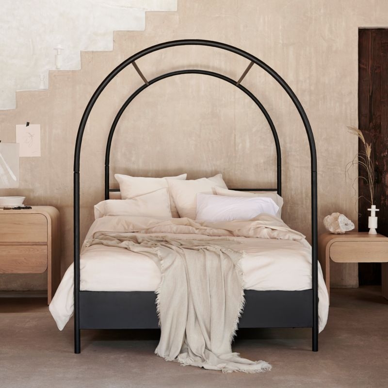 Canyon Queen Arched Canopy Bed with Upholstered Headboard - Image 2