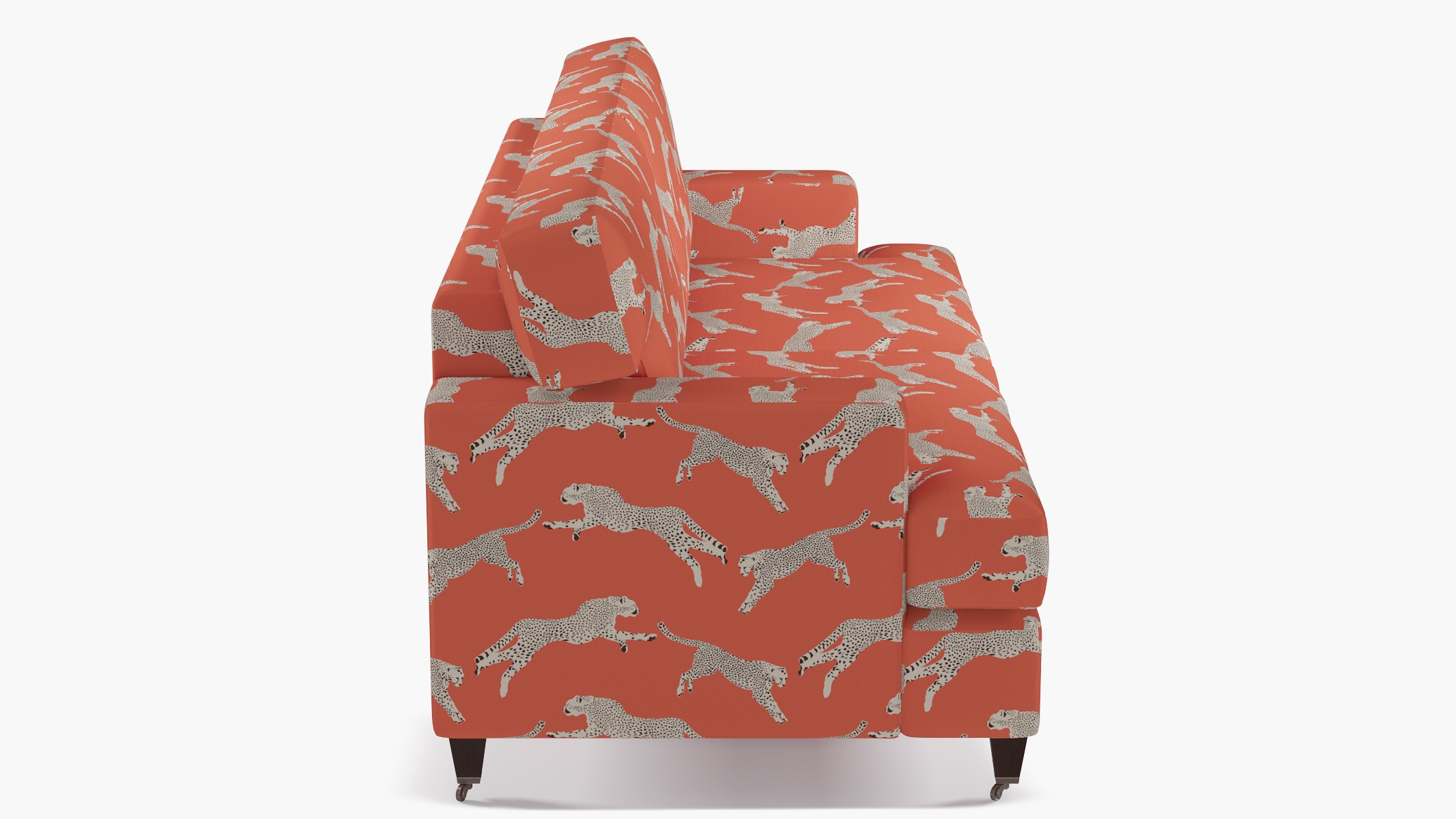 Classic Sofa, Henna Cheetah, Espresso with Antique Brass Caster - Image 2