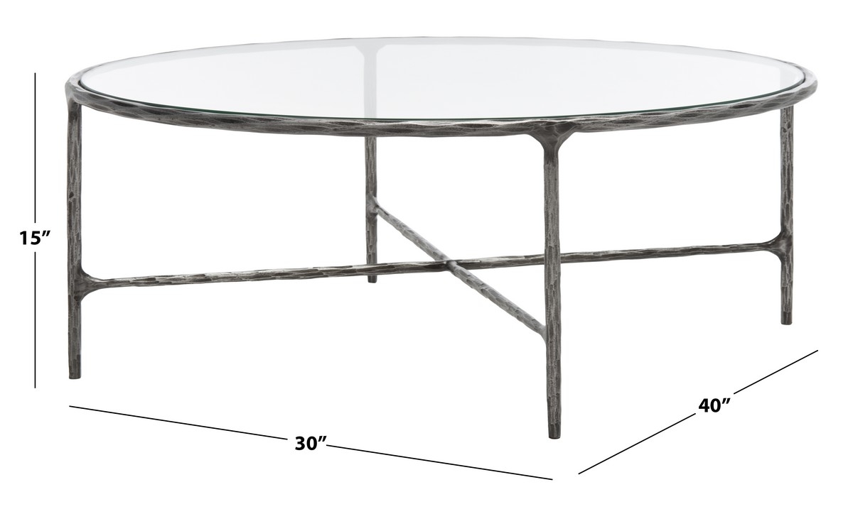 Jessa Oval Metal Coffee Table - Silver - Image 5