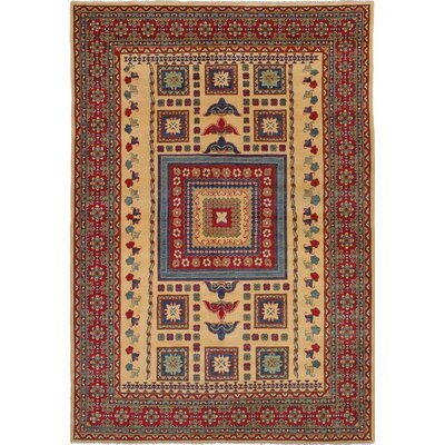 One-of-a-Kind Craigmillar Hand-Knotted Red/Beige 6'4" x 9'5" Wool Area Rug - Image 0