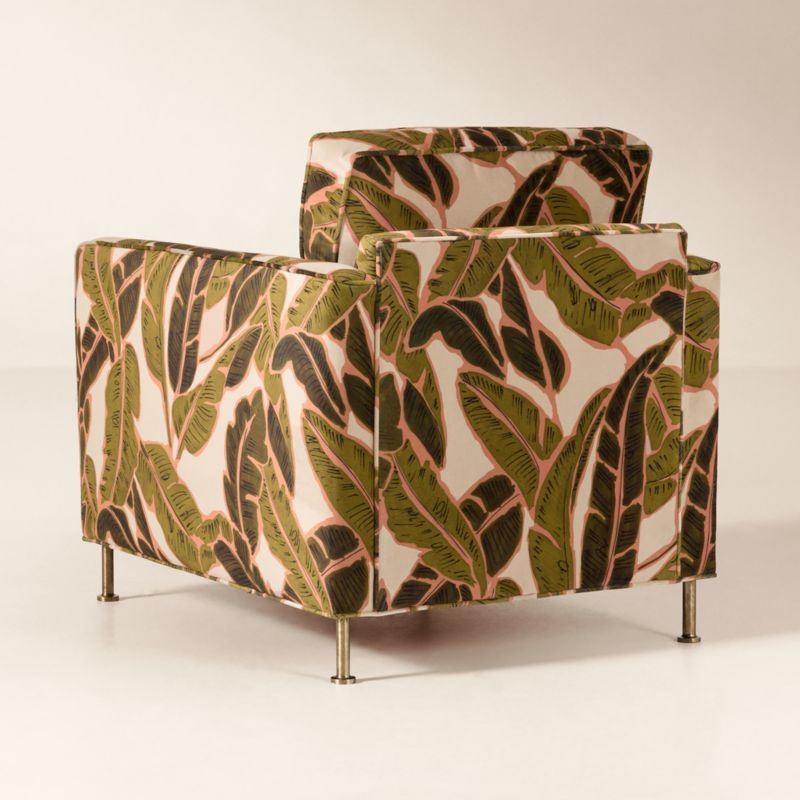 Brett Palm Print Velvet Accent Chair - Image 4