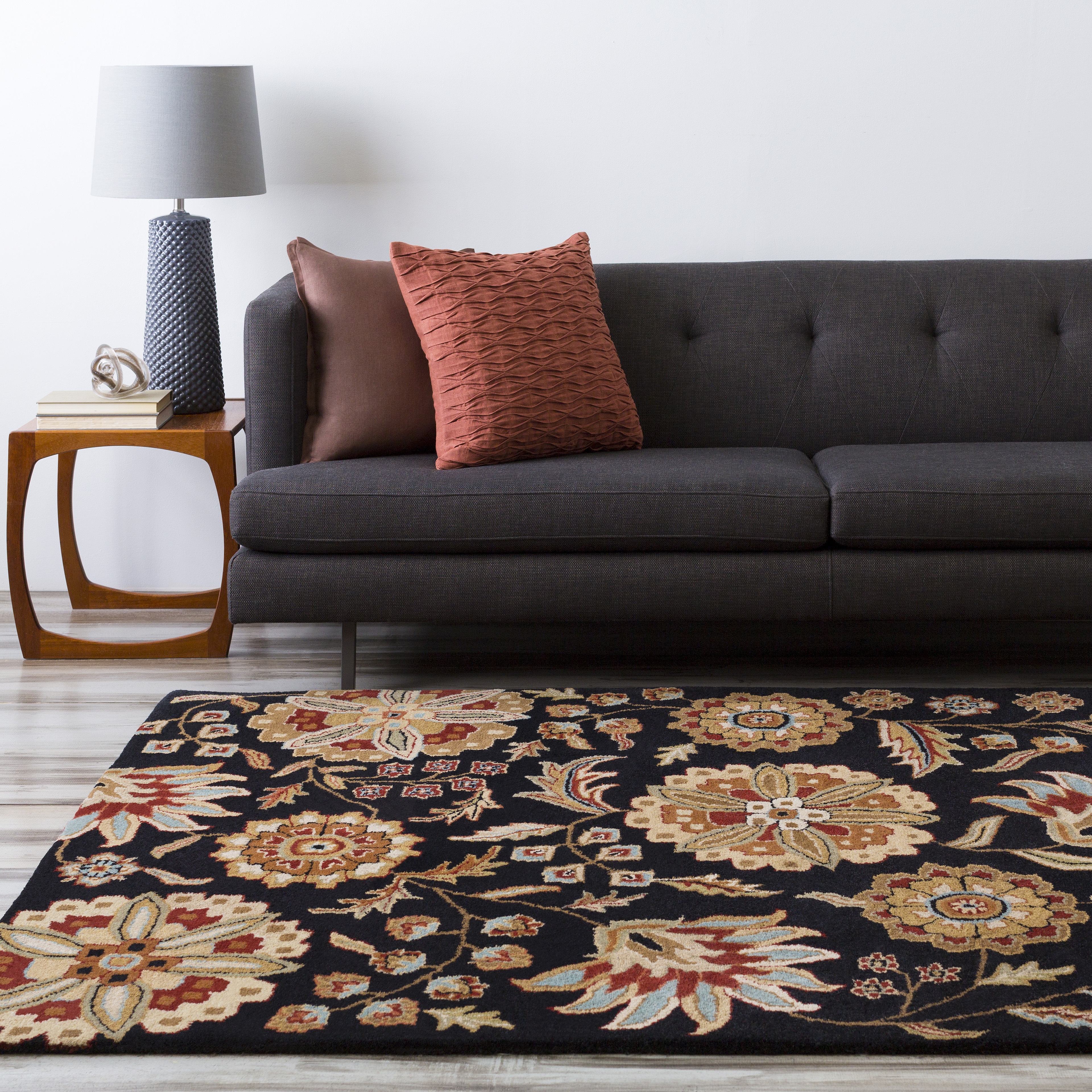 Livabliss Athena Black Indoor 6' x 6' Handmade Rug - Image 1