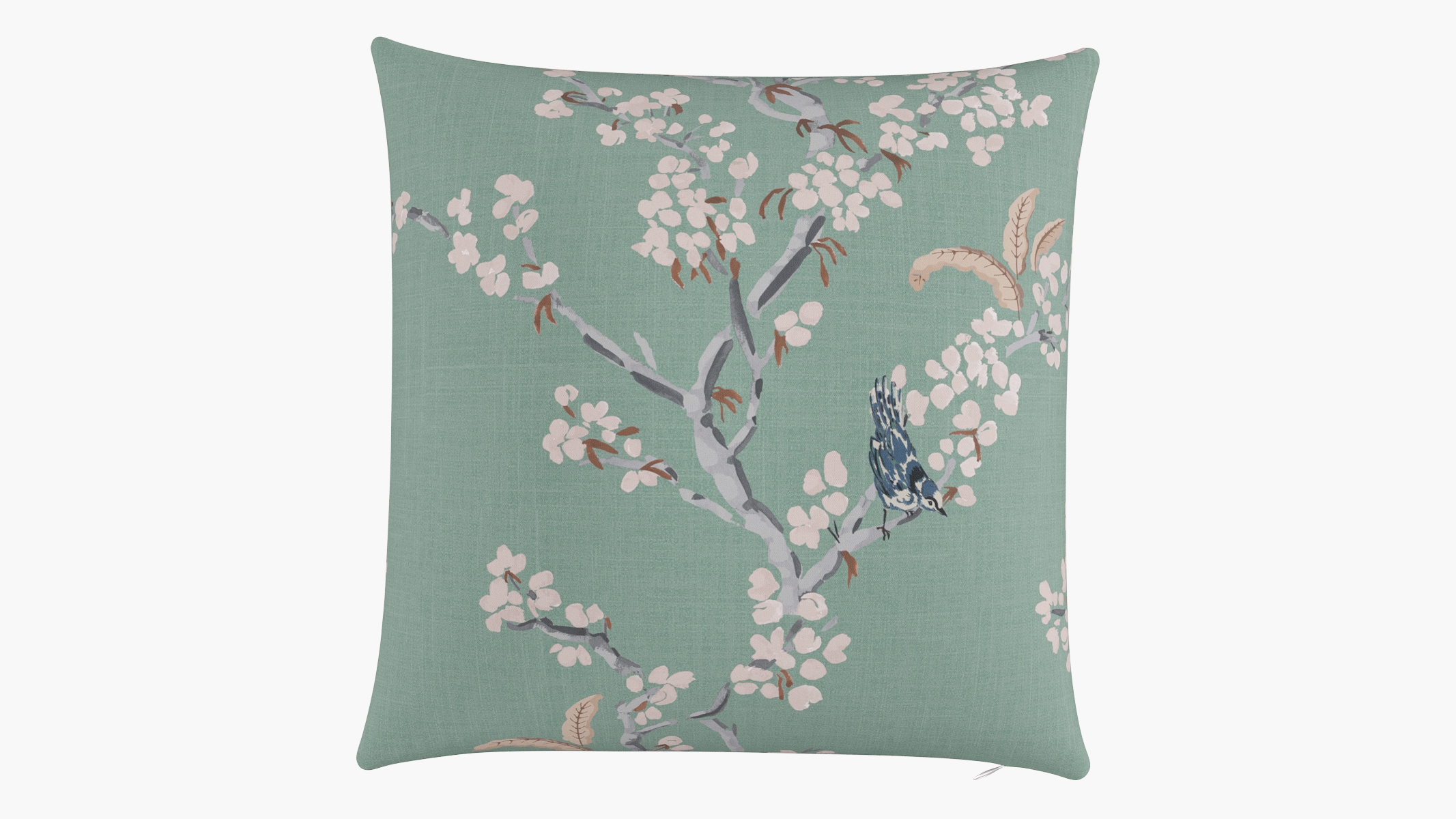 Throw Pillow 22", Mint Cherry Blossom, 22" x 22" - Image 0