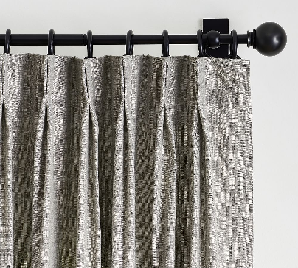 Emery Linen Pinch Pleat Curtain, 50 x 124", Flagstone - Image 0