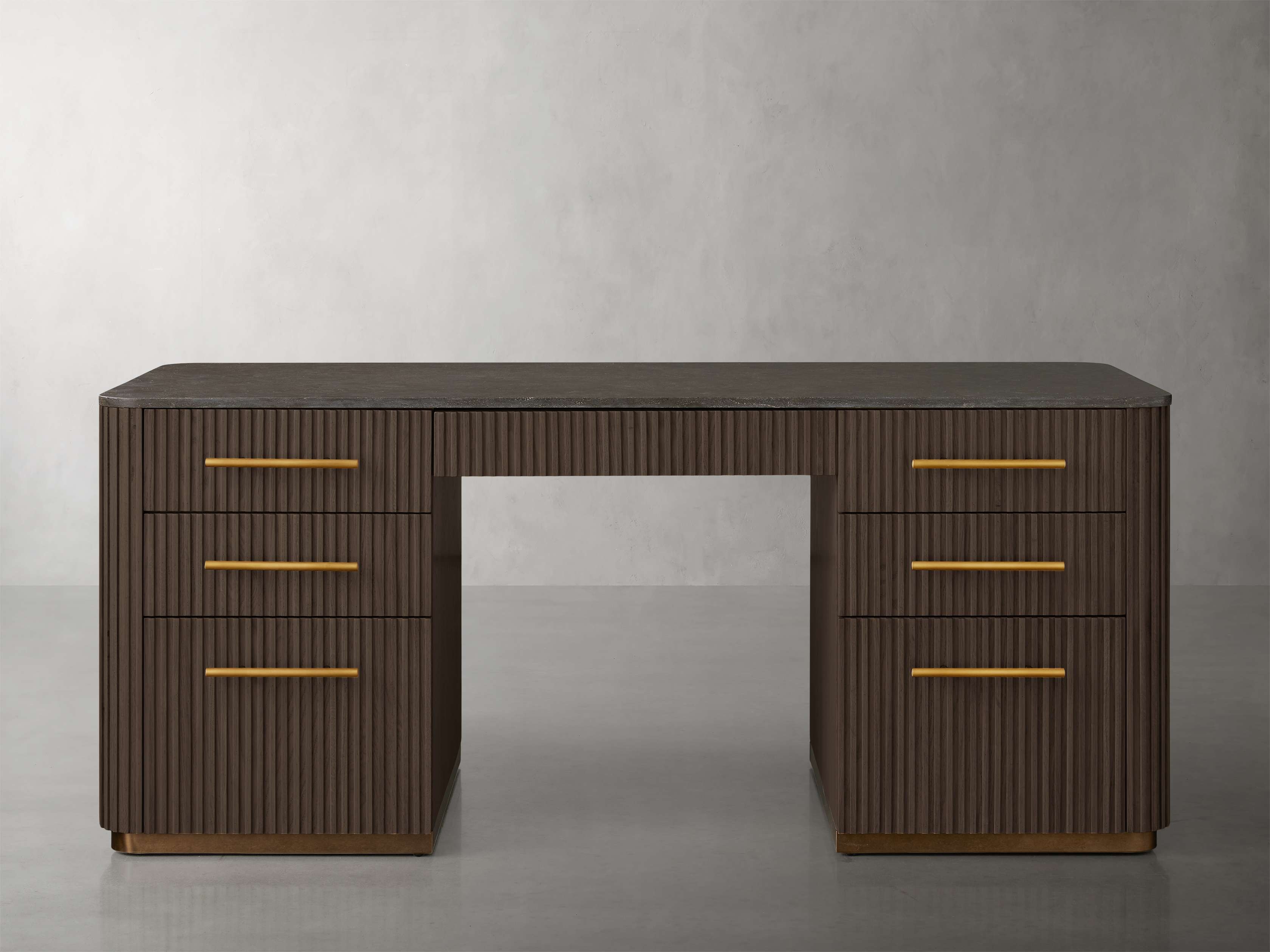 Finnley Executive Desk in Stone Brown  Mocha/Bluestone - Image 0
