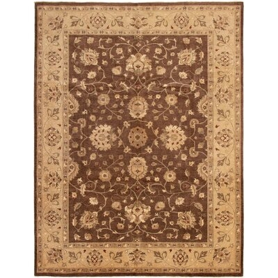 One-of-a-Kind Astor Hand-Knotted 2010s Ushak Beige/Dark Brown 9' x 11'10" Wool Area Rug - Image 0