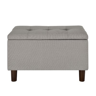 42 Inch Hinged Top Storage Bench W/ Grid-Tufted Seat In Light Gray - Image 0
