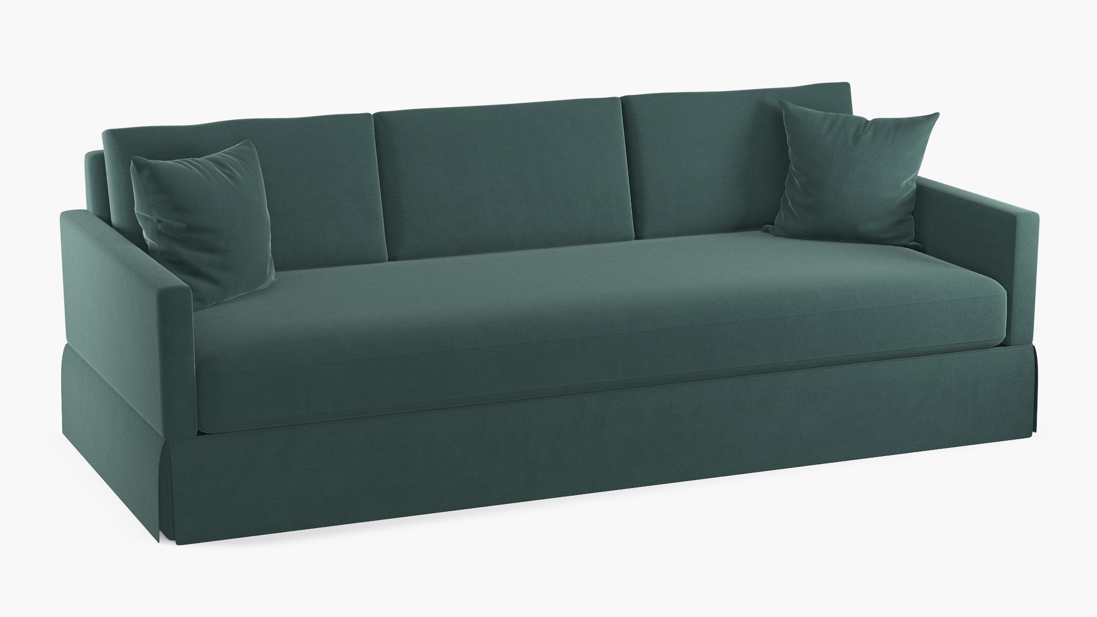 Skirted Track Arm Sofa, Jade Luxe Velvet, Standard (39") - Image 1