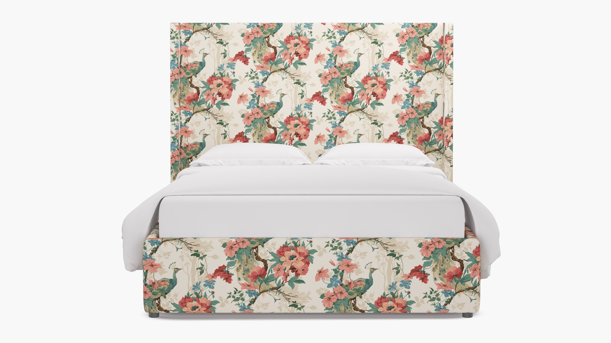 Modern Wingback Bed, Rose Peacock Park, Twin - Image 0