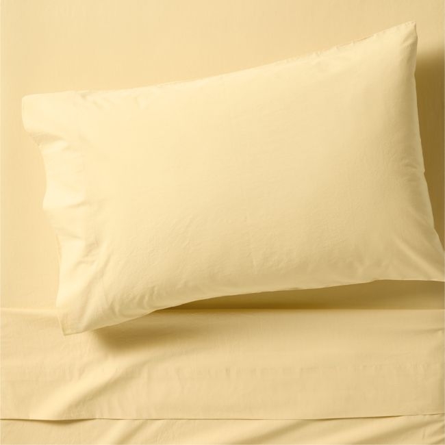 Cozy Cloud Straw Yellow Washed Organic Cotton Kids Twin Sheet Set - Image 0