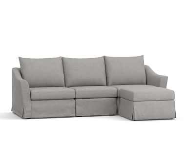 SoMa Brady Slope Arm Slipcovered 4-Piece Chaise Sectional, Polyester Wrapped Cushions, Performance Boucle Oatmeal - Image 2