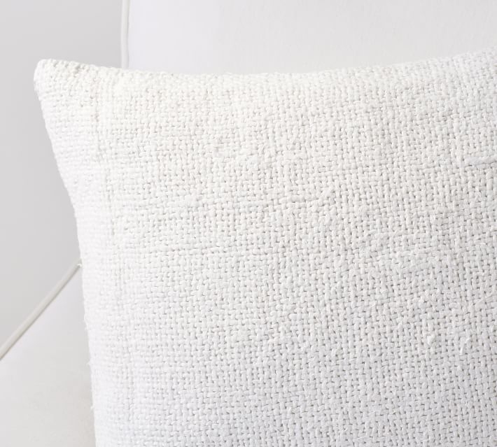 Faye Textured Linen Pillow Cover, Ivory, 20" x 20" - Image 1