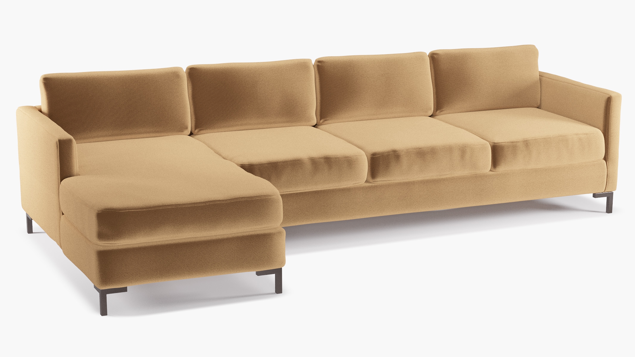 Modern Sectional, Left Facing, Fawn Performance Velvet, Bronze L Leg - Image 1