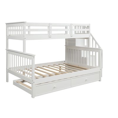 Twin-Over-Full Bunk Bed With Trundle, Storage And Guard Rail For Bedroom, Gray - Image 0
