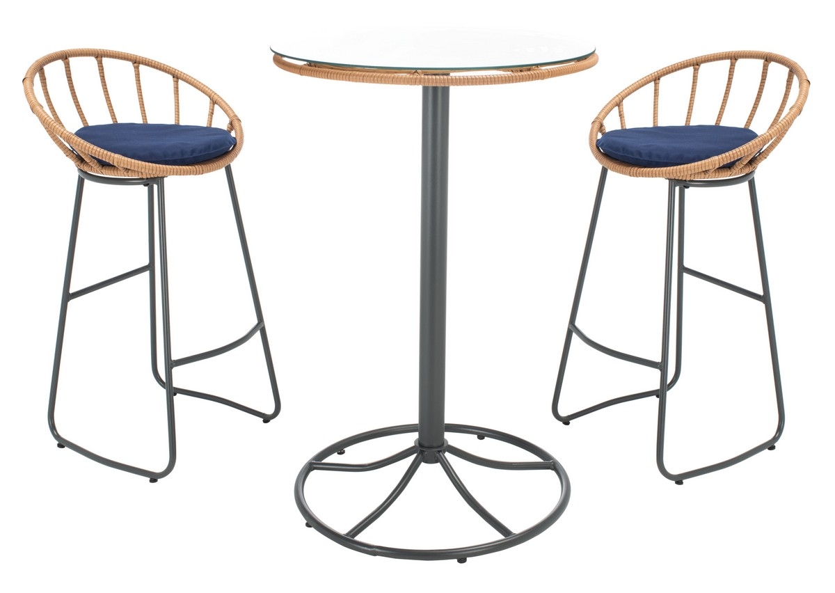 Lersa 3 Pc Lounger Set - Natural/Navy - Safavieh - Image 0