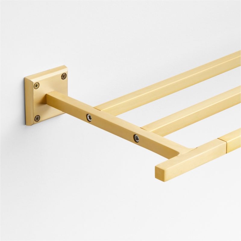 Square Edge Brushed Brass Wall-Mounted Bathroom Towel Rack - Image 2