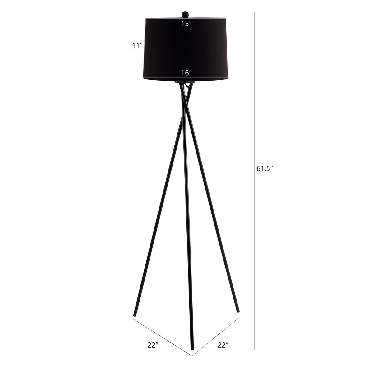 Parsen Floor Lamp - Black - Safavieh - Image 3
