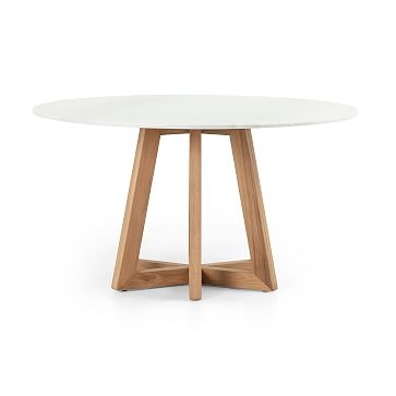 Fanned Base 55" Round Dining Table, White Marble - Image 3