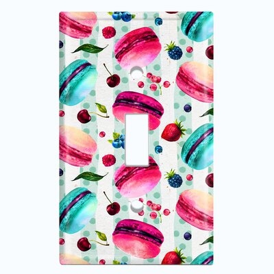 Metal Light Switch Plate Outlet Cover (Colorful Macaron Treat Blue Red  - Single Toggle) - Image 0