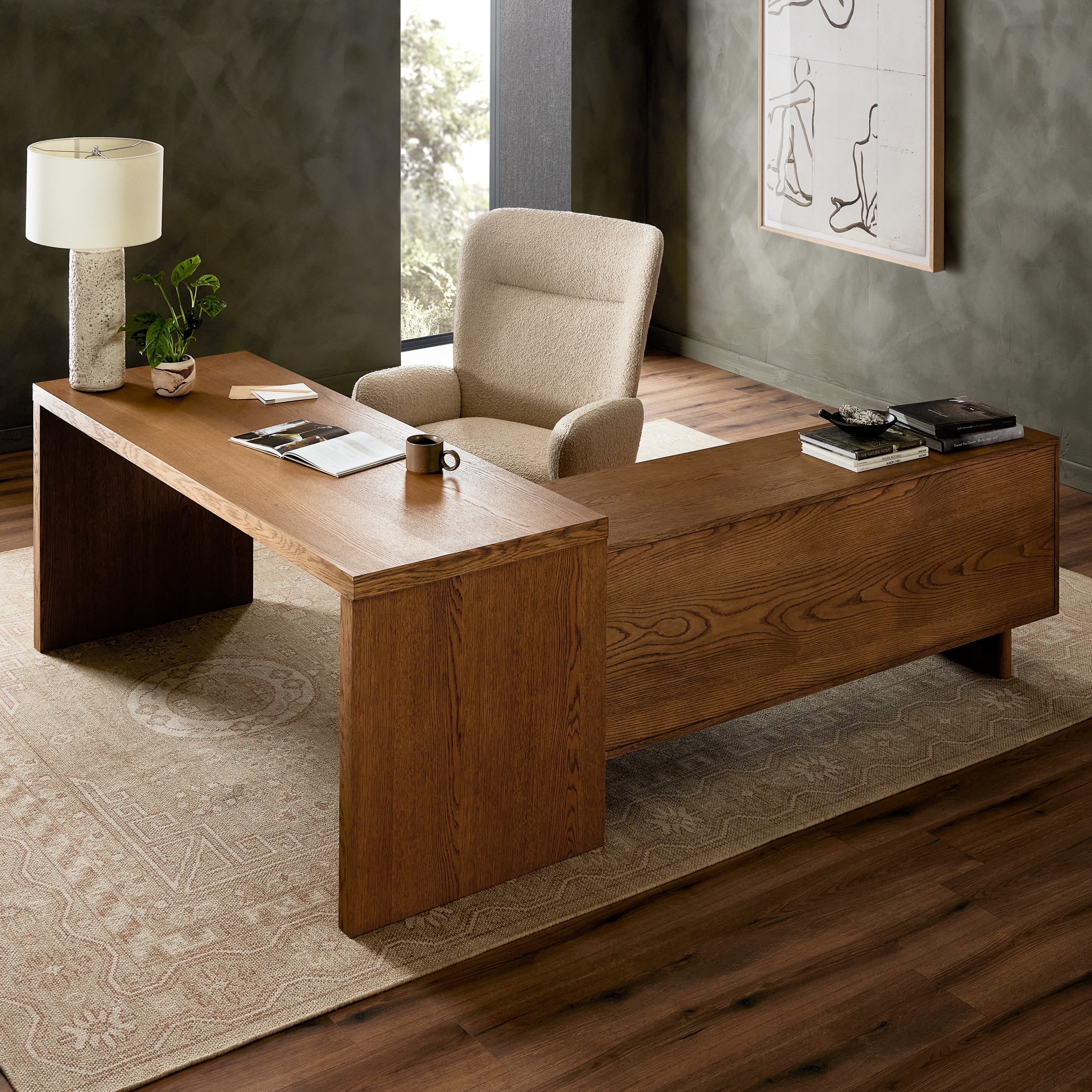 Posada L-Shaped Desk - Amber Oak Veneer - Image 3