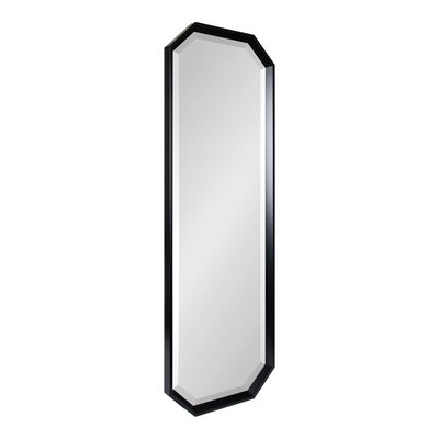 Kate and Laurel Calter Large Elongated Octagon Frame Wall Mirror, 48.38" x 17.38", Black - Image 0