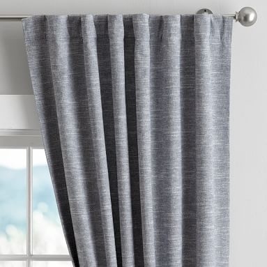 Classic Linen Blackout Curtain - Set of 2, 63", Navy/White - Image 2
