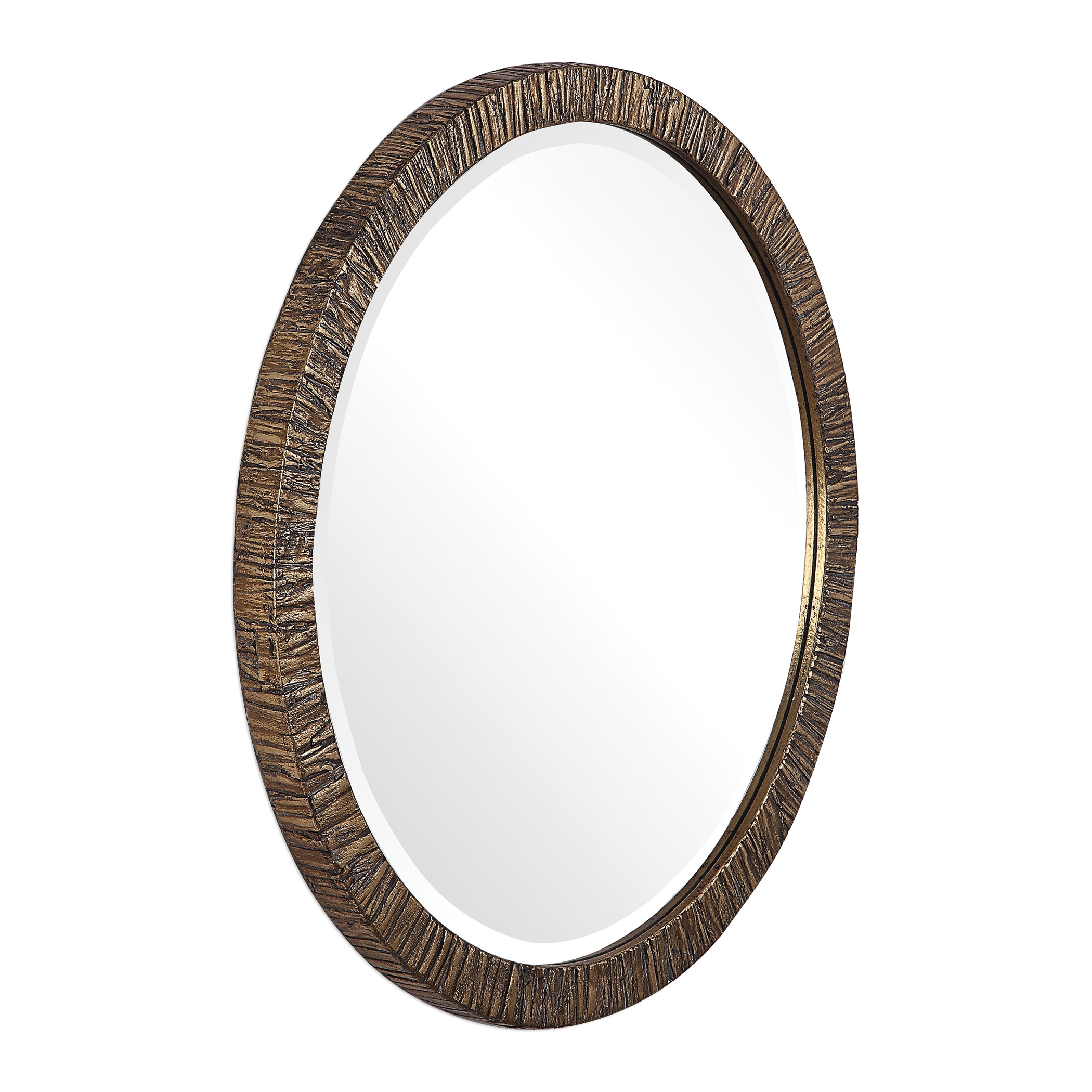 Wayde Gold Bark Round Mirror - Image 2