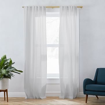 Sheer Belgian Linen Curtain Stone Gray 48"x108 - Image 1