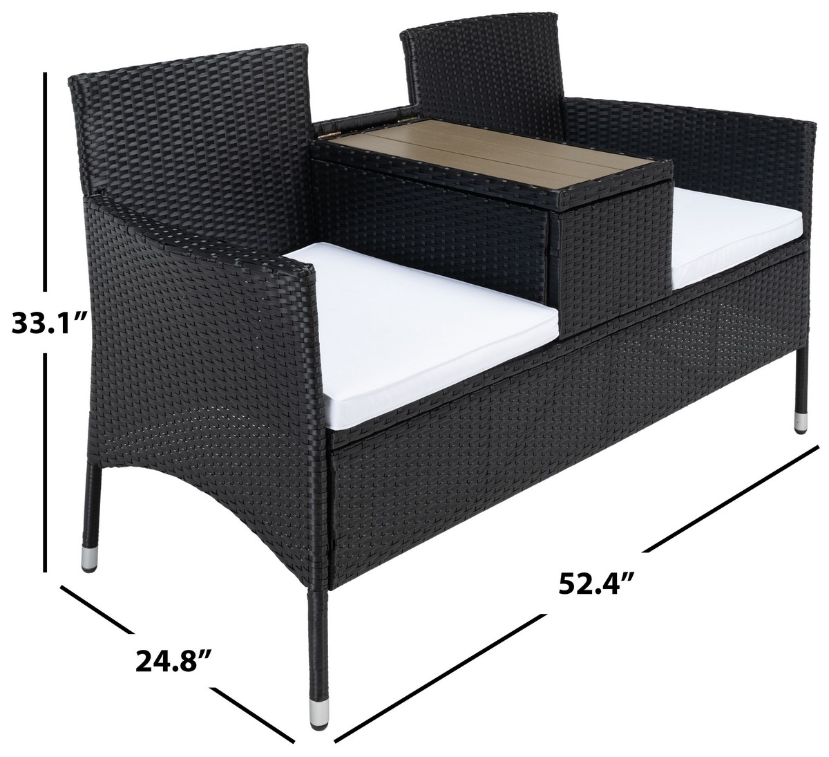 Viora Loveseat - Black / White - Safavieh - Image 9