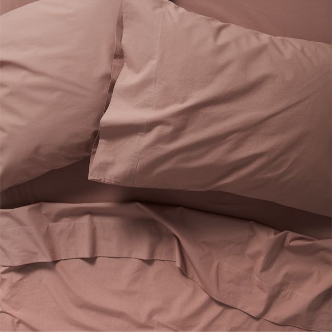 Cozy Cloud Moody Mauve Washed Organic Cotton Kids Full Sheet Set - Image 0