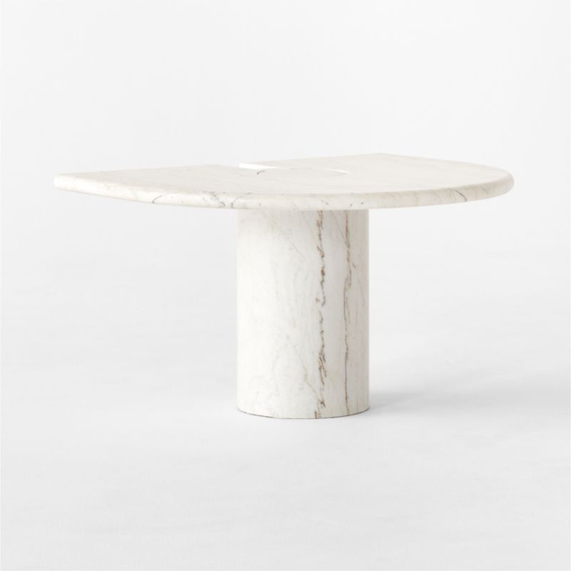 Liguria Rounded White Marble Side Table with White Marble Base by Gianfranco Frattini - Image 3