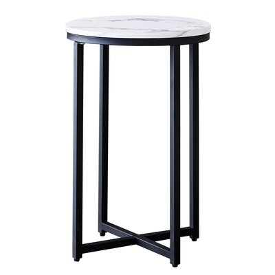 Accent Table Marble Wood Top And Metal Frame Side End Table For Living Room Gold - Image 0