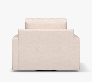 Big Sur Square Arm Upholstered Deep Seat Swivel Armchair, Down Blend Wrapped Cushions, Sunbrella(R) Performance Slub Tweed Charcoal - Image 3