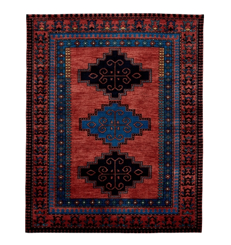 Ona Hand-Knotted Rug - Red & Blue - Image 0