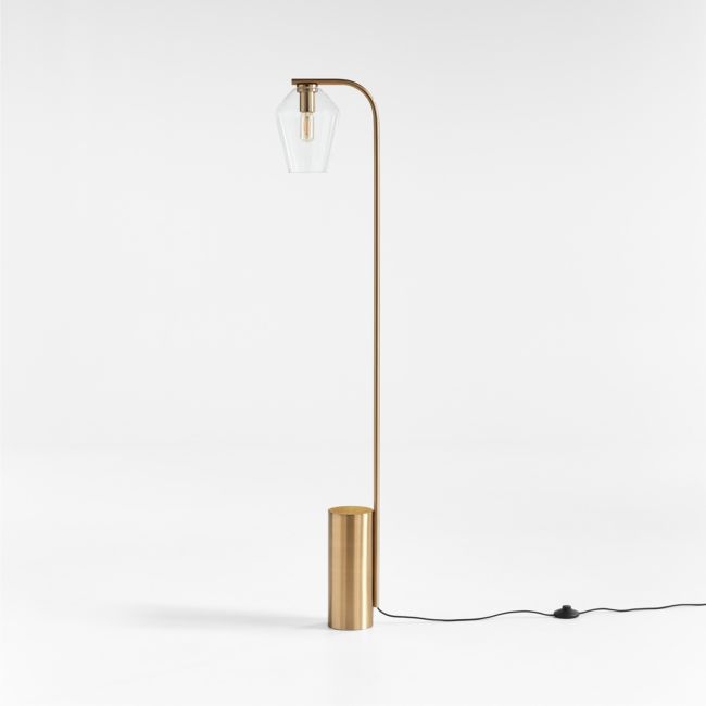 Arren Brass Floor Lamp with Clear Angled Shade - Image 0