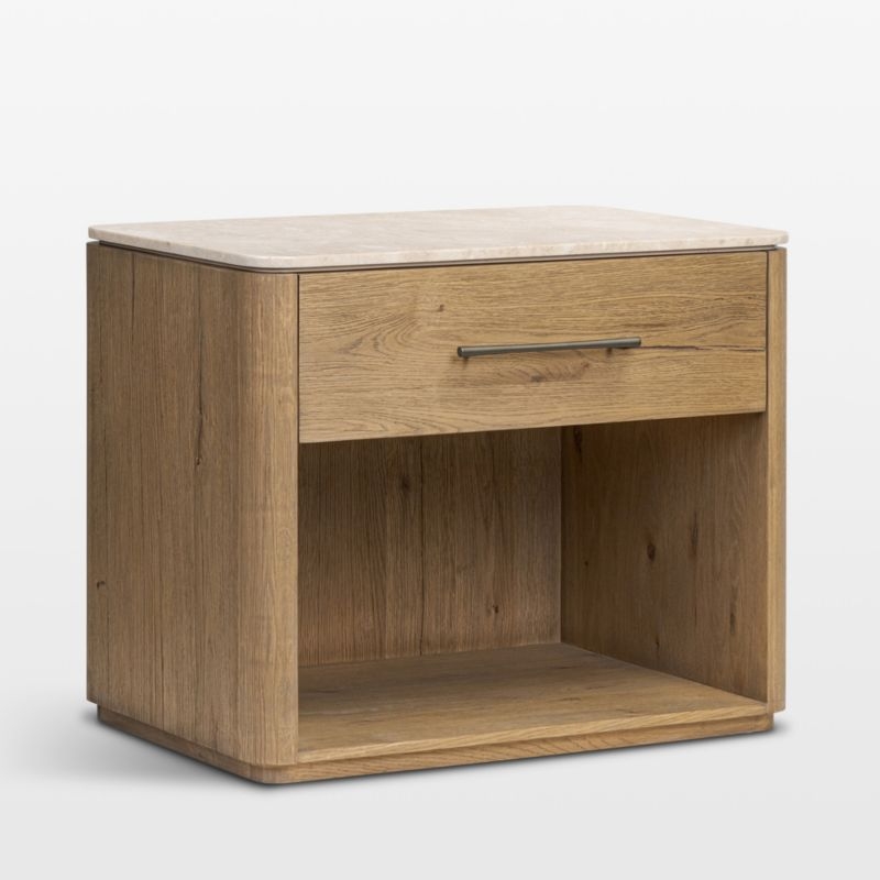 Raleigh 30" Worn Oak and Marble Top Nightstand - Image 10