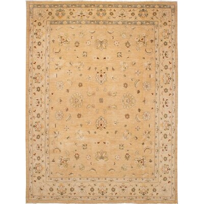 One-of-a-Kind Goriun Hand-Knotted 2010s Ushak Beige 9'1" x 12'1" Wool Area Rug - Image 0