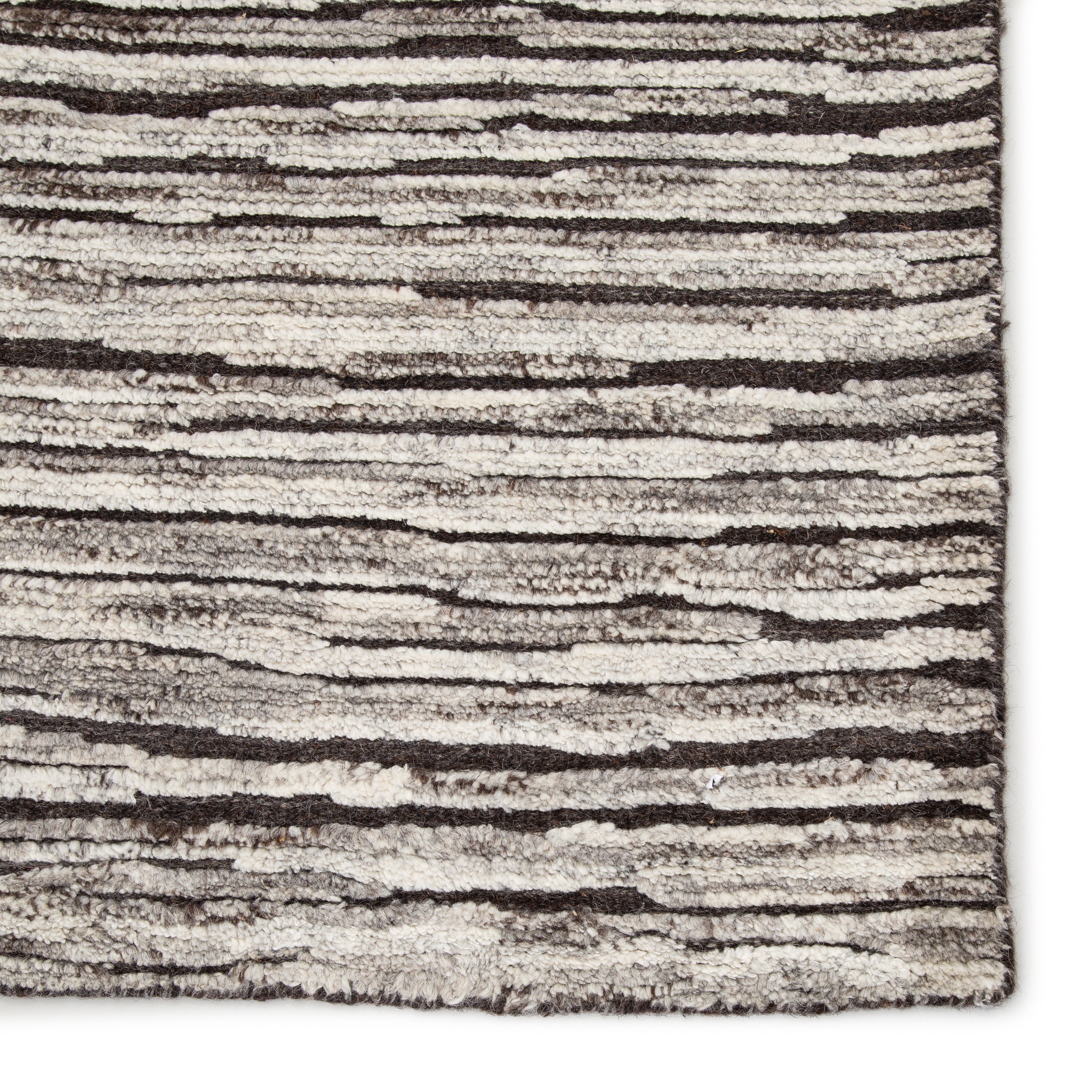 Ramsay REI13 Handknotted Stripes Dark Gray and Ivory Area Rug (8'x10') - Image 3