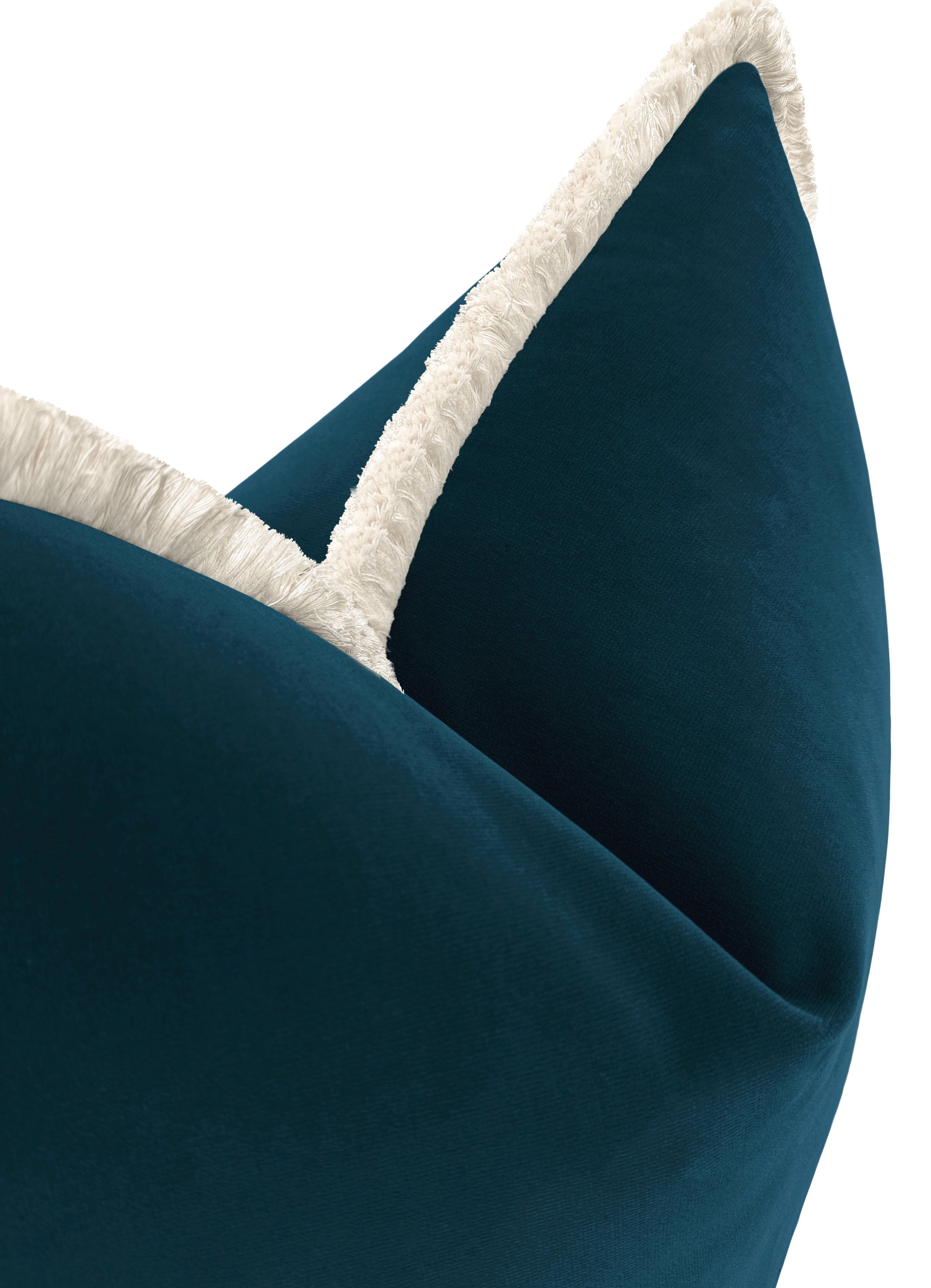 SIGNATURE VELVET // BALTIC BLUE + FRINGE - Sample 4" X 4" / Bone Fringe - Image 0