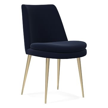 Finley Low Back Dining Chair,Individual, Performance Velvet, Ink Blue, Light Bronze - Image 0