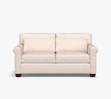 York Roll Arm Upholstered Deep Seat Loveseat 62", Down Blend Wrapped Cushions, Performance Heathered Basketweave Dove - Image 1