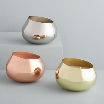 Angled Metal Homescent Collection, Copper, Round Candle - Image 1